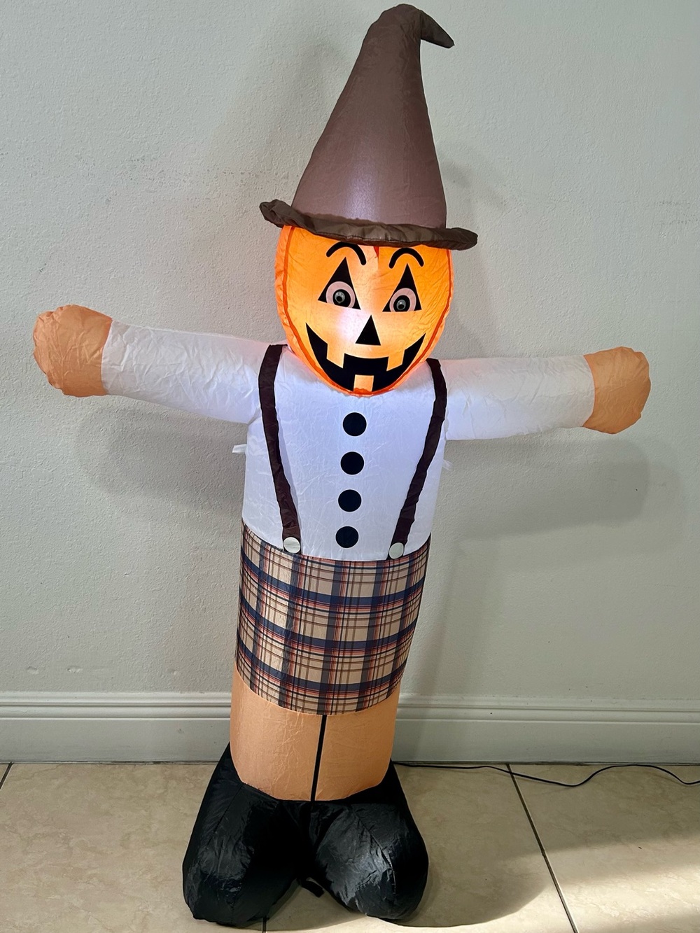 Huntington Home Orange Pumpkin Scarecrow Costume with Brown Hat